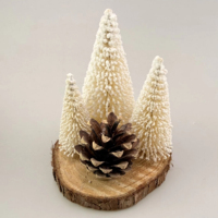Mini sapin de Noël décoratif de bureau, en bois de cèdre, à aiguilles de pin, petit, blanc, pour décoration de Noël DIY