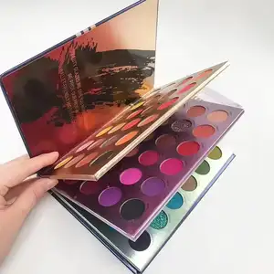 Livro de paleta de sombras de maquiagem com 72 cores mais novo, logotipo personalizado, paleta de sombras foscas e glitter, 3 camadas
