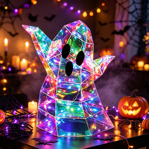 Decoración de Fantasma LED Iridiscente para Halloween, Adorno de Fantasma de Cristal con Luz USB para Decoración de Interiores y Exteriores, Fiestas y Hogar, OEM de Fábrica - Product Image 2