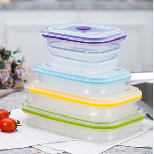 Ad alta capacità di Conservazione Degli Alimenti Contenitori Premium Pieghevole ciotola Scatola di 4 Pezzi Set Rettangolo di grado Alimentare lunch Box Pieghevole - Product Image 2