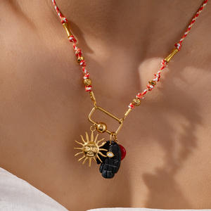 18K oro placcato <span class=keywords><strong>malocchio</strong></span> collana <span class=keywords><strong>con</strong></span> pietra naturale ciondolo in acciaio inox ipoallergenico regalo di festa per le donne - Product Image 2