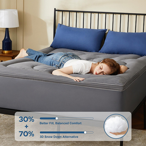 <strong>King</strong> Queen <strong>Size</strong> <strong>Thick</strong> Top Pad Back Pain Relief Polyester <strong>Mattress</strong> <strong>Topper</strong> with 6-18 Inches Deep Pockets - Product Image 3