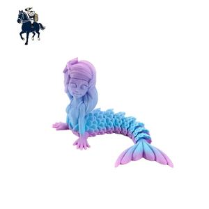 Figurine de sirène colorée en PLA écologique imprimée en 3D, jouet personnalisable, ornement de maison, animaux articulés mobiles, 12+ - Product Image 5