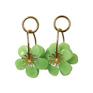 Pendientes de Moda con Diseño de Flor Verde, Chapados en Oro PVD, Acero Inoxidable 316L, Sostenibles y Resistentes - Product Image 1