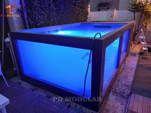 <span class=keywords><strong>Piscine</strong></span> en conteneur maritime à montage rapide pour camping avec terrasse en bois, préfabriquée, résistante au vent, pour parc de vacances en bord de mer avec éclairage LED - Product Image 1