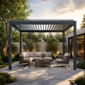 Pergola in Alluminio Moderna con Lamelle Motorizzate, Gazebo Resistente alla Pioggia per Giardino e Cortile - Product Image 6