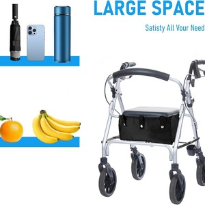 <b>Roller</b> Basket Walker Under Seat Bag Black Small 35x23x15cm <b>Large</b> 37x24x19cm Storage Accessory For Walking Aid - Product Image 3