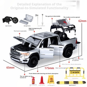 Modelo de Camioneta Ram de Aleación Fundida a Presión 1:32 con Puertas, Capó y Puerta Trasera Abribles, Luces, Sonido, Retroceso, Dirección y Amortiguadores para Niños - Product Image 3