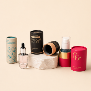 Emballage en tube de papier pour crème cosmétique pour le visage, impression dorée, tube en carton kraft recyclable, boîte cylindrique pour parfum - Product Image 2