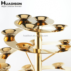 Huadison Catering Supplies Royal Gold Buffet Display Risers Stainless Steel Spiral Catering <strong>Stand</strong> for Wedding Party Decorations - Product Image 4