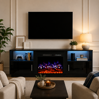 Support TV avec foyer électrique 72 pouces avec chauffage intégré 23 pouces, flamme multicolore, télécommande pour salon, décoration intérieure