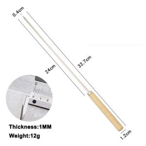 Vente en gros de brochettes à kebab de 33 cm, brochettes à griller réutilisables en acier inoxydable, bâtonnets de barbecue avec manche en bois - Product Image 3