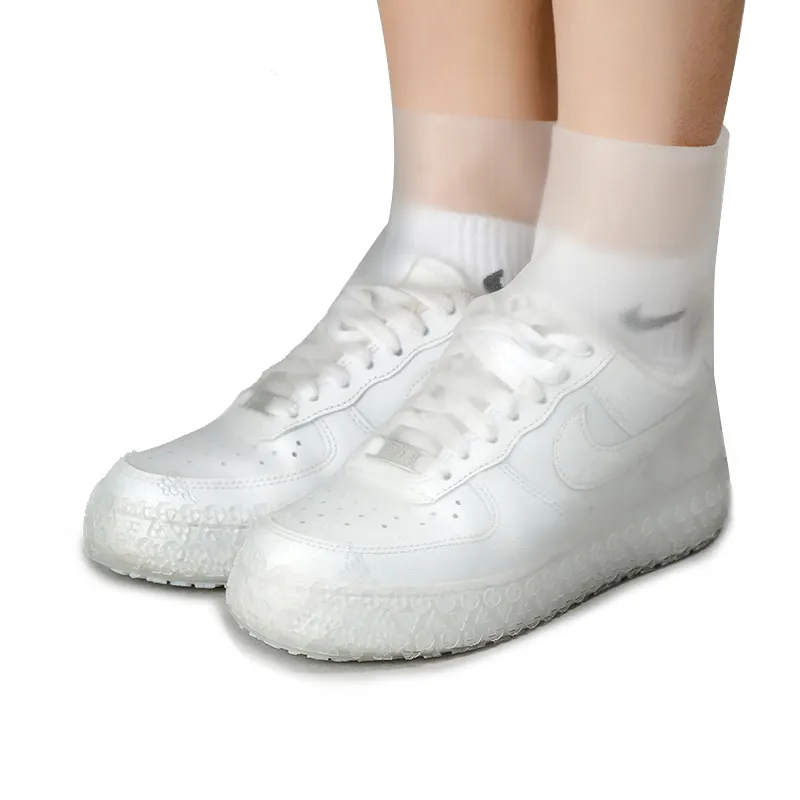 पुन: प्रयोज्य यूनिसेक्स बारिश Overshoes लड़का लड़की निविड़ अंधकार विरोधी पर्ची जूता कवर बूट पारदर्शी काले प्रकाश आउटडोर बारिश जूते