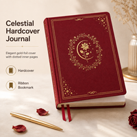Carnet A5 personnalisé en PU avec couverture rigide, motif céleste, dorure à chaud, pages à points, marque-page en ruban – Idéal pour le travail, les études et le journalisation quotidien JINGDA