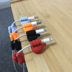 Siliconen Kabel Cord Organizer Clips Leuke Ontwerp Thumb Magnetische Lijm Draad Kabel Cord Clips Houder Management