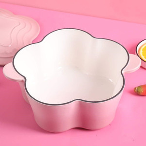 Elegante Design moderno in ghisa casseruola forno olandese cucina pentole-fabbrica nuova forma di fiore smalto zuppa pentole in metallo - Product Image 5