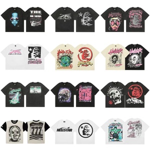 2026 American Trendy High Street <span class=keywords><strong>HELL</strong></span> Maglietta Unisex 240g Traspirante Lavata Effetto Vintage Casual Larga Retrò a Maniche Corte - Product Image 4