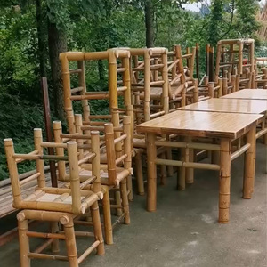 <b>Bamboo</b> Garden Set <b>Table</b> And Chairs 45x35x90 Cm Asian Style Outdoor Furniture For Garden Seating - Product Image 3