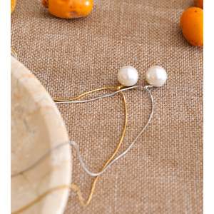 JINYOU 1529 Elegante Collana con Catena Sottile in Acciaio Inossidabile, Gioiello con Perle Simulate Rotonde, Accessorio di Moda - Product Image 2