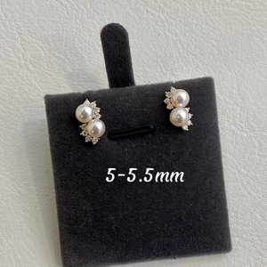 Accessoire pour boucles d'oreilles en argent S925, perles DIY 5-5,5 mm, 21569, double perle, boucle d'oreille à clou, support vide pour bijoux en argent - Product Image 1