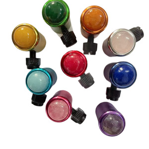 Support universel multicolore pour diapason avec perles rondes en calcédoine, diapason en améthyste naturelle et base en jade. - Product Image 5