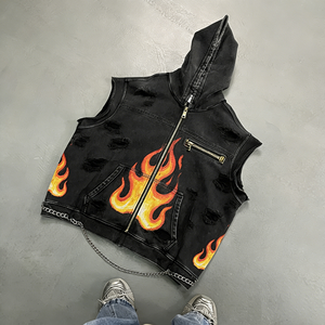 Sweat-shirt à capuche en polyester personnalisé, design <span class=keywords><strong>vierge</strong></span>, streetwear <span class=keywords><strong>de</strong></span> luxe surdimensionné, sans manches, fermeture éclair, pour adultes - Product Image 4