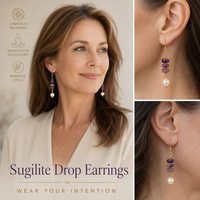Boucles d'oreilles en pierre naturelle Sugilite, perles, pour la respiration consciente, design de créateur, luxe, chaîne, pour femmes, en argent S925 avec perle