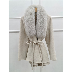 Nuovo <span class=keywords><strong>Cappotto</strong></span> Invernale 2025 in Pelliccia di Volpe a Lunghezza Media con Cintura, <span class=keywords><strong>Cappotto</strong></span> in <span class=keywords><strong>Lana</strong></span> e Cashmere Double-Face da <span class=keywords><strong>Donna</strong></span>, Effetto Snellente - Product Image 4