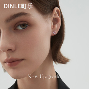 ต่างหูรูปใบโคลเวอร์สี่แฉก Dinle เงินแท้ S925 ดีไซน์โปร่ง สำหรับผู้หญิง สวมใส่ได้ทุกวัน - Product Image 2