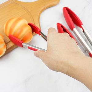 Kitchen Serving Tools 7/9/12 Inch Heat Resistance <strong>Stainless</strong> <strong>Steel</strong> Locking Handle Cooking Silicone Food Tongs for <strong>Fry</strong> <strong>Pan</strong> - Product Image 2