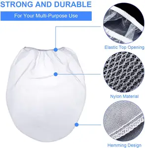 Paint Strainer White Fine Mesh Disposable Bag Filters With Elastic Top Opening - 5 Gallon Bucket Size Paint Filter Bag