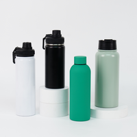 Bouteille d'eau isotherme en acier inoxydable 304 à double paroi de 500 ml, revêtement caoutchouc, très vendue, pour le sport