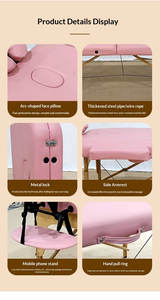 Venta caliente Salón de belleza 2 Plegable Portátil Spa Mesa de masaje Cama de pestañas Rosa Cama de masaje Mesa de PVC - Product Image 5
