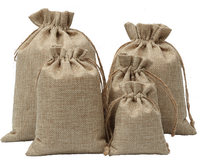 Vente chaude, sacs à cordon en jute 100% écologiques, imperméables, de taille moyenne, avec logo personnalisé imprimé, sacs cadeaux, corde de chanvre