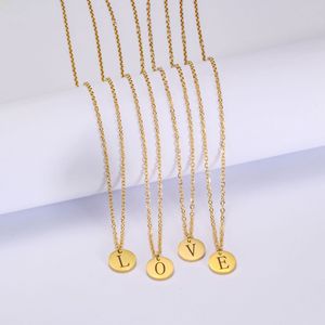 New Arrival Stainless Steel 26 Letters Initial <strong>Necklace</strong> Wholesale Alphabet Disc Pendant <strong>Long</strong> Chain <strong>Necklaces</strong> for <strong>Women</strong> - Product Image 5