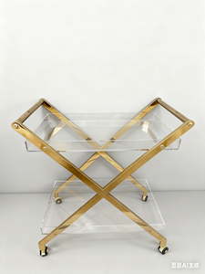 आधुनिक मोबाइल 2-टियर ऐक्रेलिक स्टोरेज कार्ट के साथ आधुनिक मोबाइल 2-टियर ऐक्रेलिक स्टोरेज गाड़ी - Product Image 2