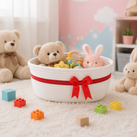 Panier Cadeau en Corde de Coton Tressée 30x20x14cm pour Bébé, Panier de Rangement pour Jouets, Fournitures de Paniers Cadeaux, Organisateur de Coffre à Jouets - Vente en Gros