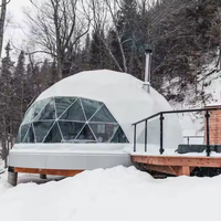 Kit de tente d'exposition de dôme géodésique pour hôtel de luxe Igloo House Glamping en plein air de 7m avec salle de bain