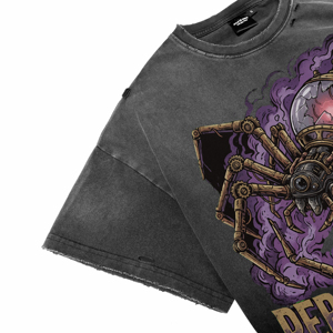 Camisetas de Hombre de Calidad Superior, Estilo Vintage, Lavado Ácido, Diseño Personalizado con Estampado DTG de Araña Punk, Camisetas Casuales Transpirables al por Mayor - Product Image 5