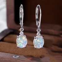 Nuevos Pendientes de Ópalo Shino para Mujer, Microincrustaciones de Circonio, Aleación de Zinc, Baño de Platino, Joyería de Alta Calidad