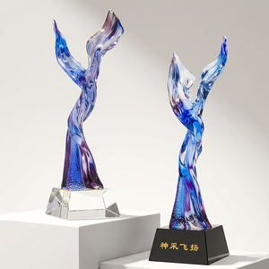 Trophée de danse en cristal K9 fait main avec logo personnalisé Jadevertu, impression UV, style féerique, gravé, 10*8*28cm, boîte cadeau - Product Image 1