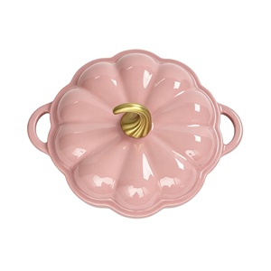 <span class=keywords><strong>Cocotte</strong></span> décorative <span class=keywords><strong>en</strong></span> <span class=keywords><strong>fonte</strong></span> émaillée de style français, forme citrouille, pour service et cuisson - Product Image 3