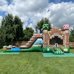 Casa Inflable con Tobogán Temática de <span class=keywords><strong>Minecraft</strong></span> para Niños, Material de PVC, Capacidad de 500 kg, Tamaño 7x4x4 m, Alquiler para Fiestas - Product Image 4