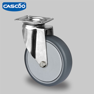 CASCOO 4 pouces verrouillage total trou <span class=keywords><strong>de</strong></span> boulon TPR roulettes en acier inoxydable cuisine <span class=keywords><strong>Transport</strong></span> conteneur <span class=keywords><strong>roulette</strong></span> - Product Image 2