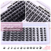 Kit d'extension de cils en grappes DIY en gros, courbure C et D, avec colle et fixateur, marque privée