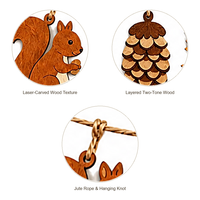 Guirlande d'automne en bois écologique, feuilles découpées au laser, design écorce de pin et écureuil, décoration de cheminée style ferme, option logo personnalisé, corde en jute