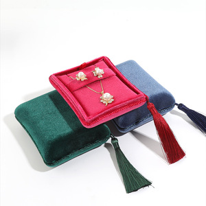 Chất Lượng Tốt Nhung Bao Bì Hộp Đồ Trang Sức Với Tua Hộp Đồ Trang Sức Lụa Bao Bì Vòng Cổ Bông Tai Hộp Quà Tặng Cho Cô Gái Người Do Thái Cửa Hàng - Product Image 2