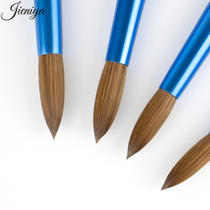 Pinceau à ongles ovale bleu, manche métallique, outils professionnels <span class=keywords><strong>pour</strong></span> la <span class=keywords><strong>peinture</strong></span> des ongles, fournitures, pinceau <span class=keywords><strong>acrylique</strong></span> 100% Kolinsky, à poils frisés, best-seller - Product Image 4