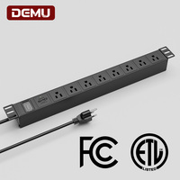 PDU 1U avec protection contre les surtensions, 8 prises NEMA 5-15R, SPD 10 kA, interrupteur lumineux, en aluminium, homologué ETL et FCC