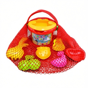 Kids <b>Beach</b> Sand Bucket Set with Sieve Rake Shovel and Fruit Shape Molds Mesh Packed - Product Image 2